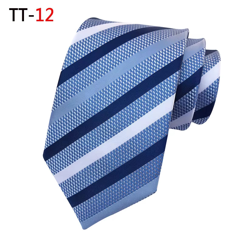 New 8Cm Striped Dark Tie Business Casual Silk Luxury Mens Neck Ties Wedding Party Neck Tie Formal Dress Neck Tie