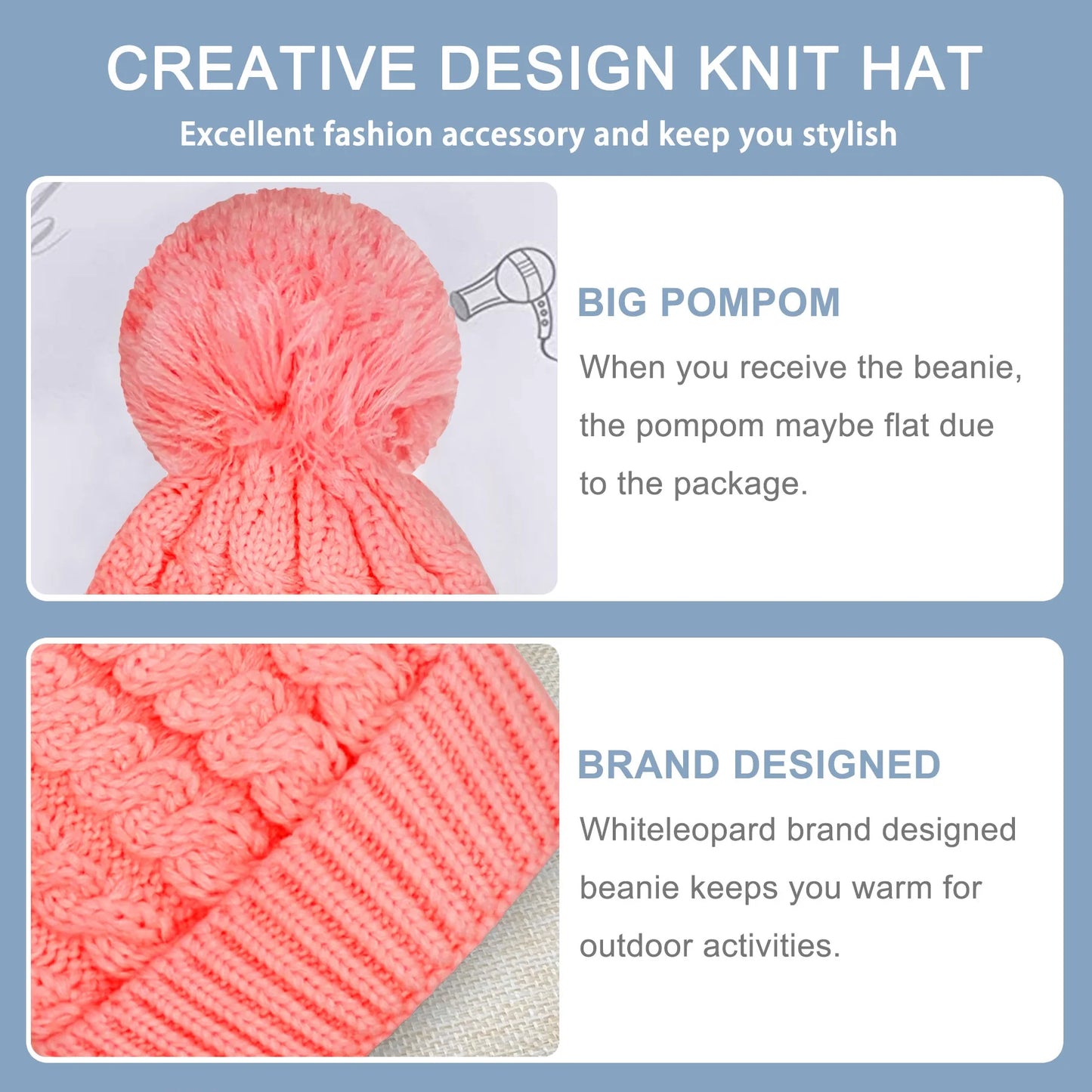 Women'S Winter Beanie Warm Lining - Thick Slouchy Cable Knit Skull Hat Ski Cap