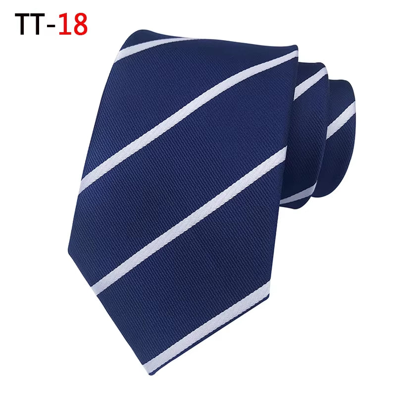 New 8Cm Striped Dark Tie Business Casual Silk Luxury Mens Neck Ties Wedding Party Neck Tie Formal Dress Neck Tie