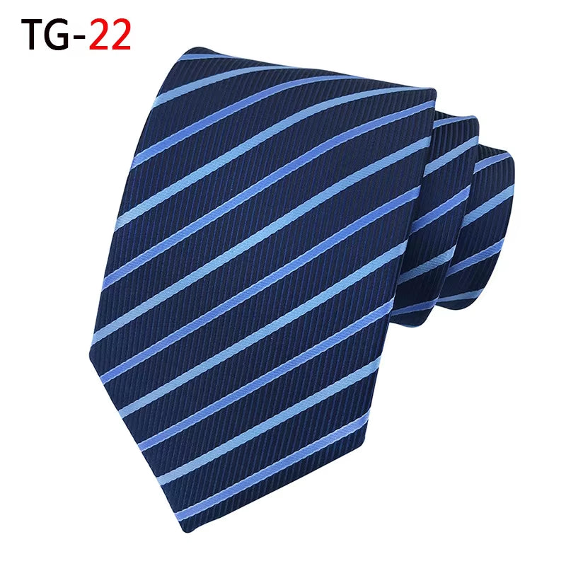 New 8Cm Striped Dark Tie Business Casual Silk Luxury Mens Neck Ties Wedding Party Neck Tie Formal Dress Neck Tie