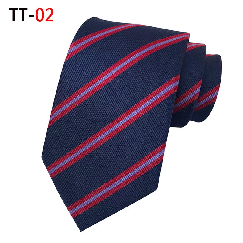 New 8Cm Striped Dark Tie Business Casual Silk Luxury Mens Neck Ties Wedding Party Neck Tie Formal Dress Neck Tie