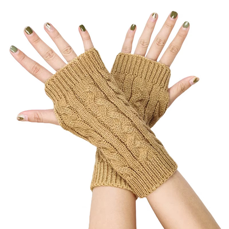 Winter Autumn Wrist Arm Hand Arm Warmers Knitted Sleeve Warm Fingerless Mitten Gloves