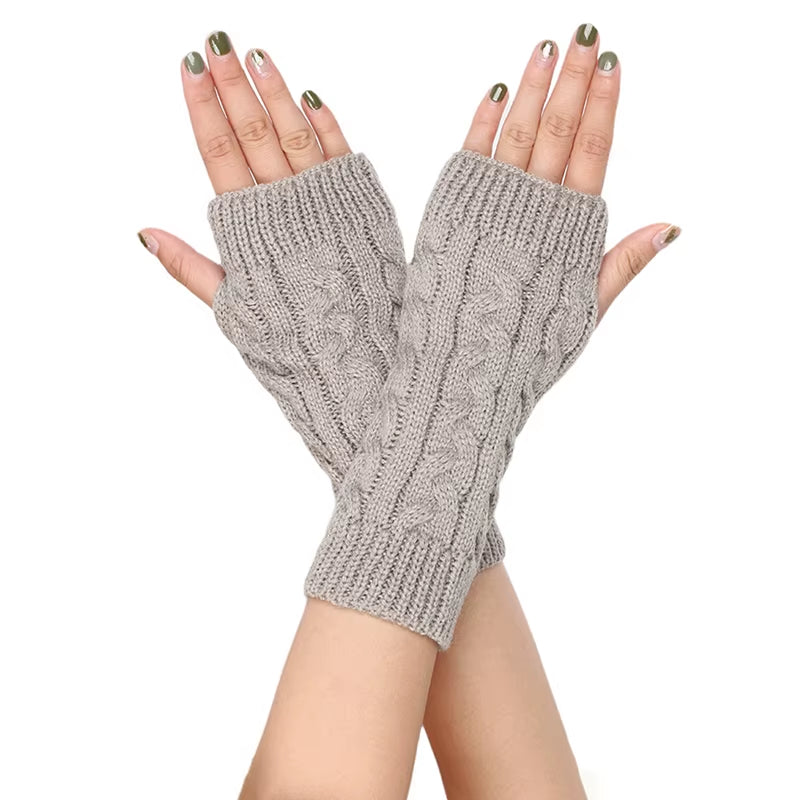 Winter Autumn Wrist Arm Hand Arm Warmers Knitted Sleeve Warm Fingerless Mitten Gloves