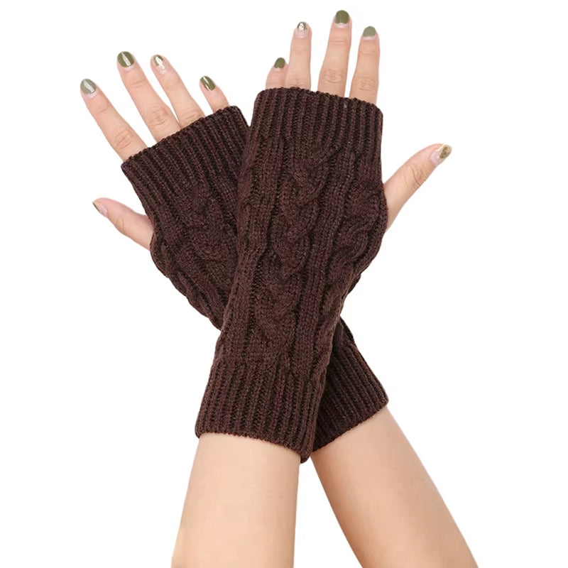 Winter Autumn Wrist Arm Hand Arm Warmers Knitted Sleeve Warm Fingerless Mitten Gloves