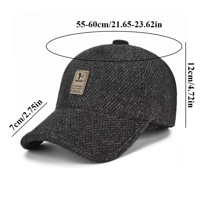 Winter Casual Woolen Men Hats Warm Ear Protection Caps Korean Version Baseball Caps Adjustable Men'S Cotton Caps Sports Caps