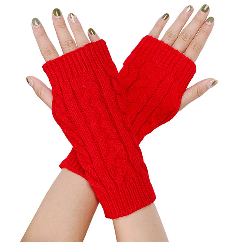 Winter Autumn Wrist Arm Hand Arm Warmers Knitted Sleeve Warm Fingerless Mitten Gloves