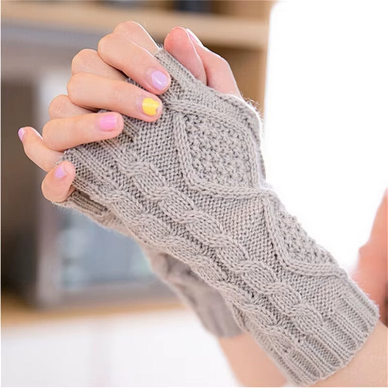 Winter Autumn Wrist Arm Hand Arm Warmers Knitted Sleeve Warm Fingerless Mitten Gloves