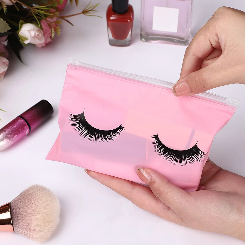 20Pcs Eyelash Aftercare Bags Reusable EVA Plastic Makeup Bags Toiletry Travel Storage Make Up Pouch Cosmetic Eyelashes Supplies