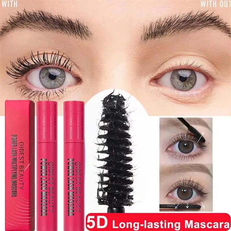 5D Waterproof Mascara Lengthening Eyelashes Women's Make-up Waterproof Mascara Black Silk Fibre Mascara Korean Cosmetics New