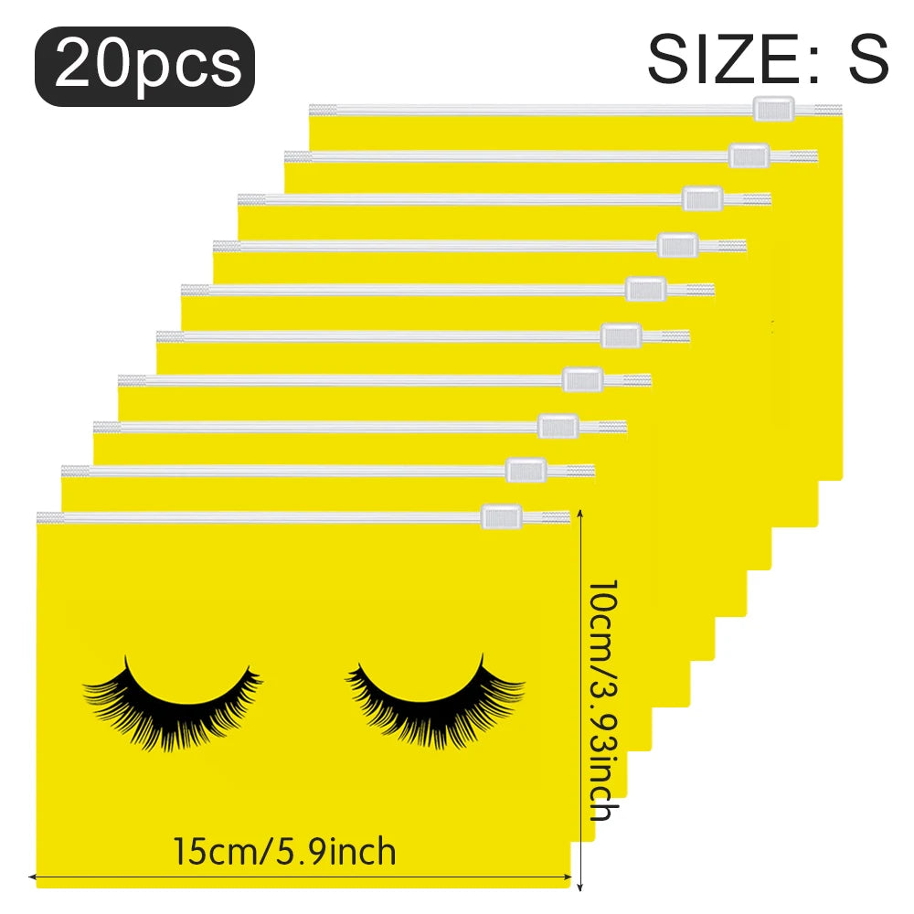 20Pcs Eyelash Aftercare Bags Reusable EVA Plastic Makeup Bags Toiletry Travel Storage Make Up Pouch Cosmetic Eyelashes Supplies