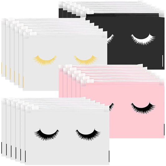 20Pcs Eyelash Aftercare Bags Reusable EVA Plastic Makeup Bags Toiletry Travel Storage Make Up Pouch Cosmetic Eyelashes Supplies