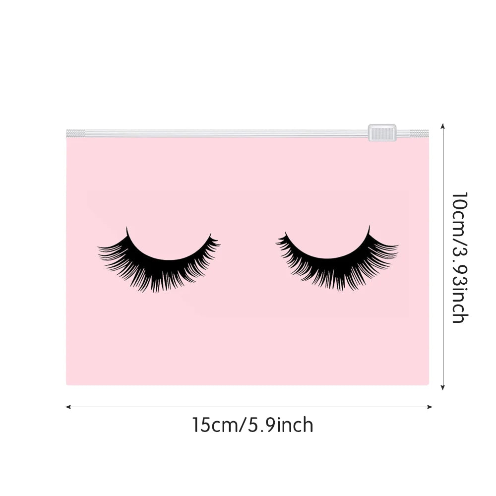 20Pcs Eyelash Aftercare Bags Reusable EVA Plastic Makeup Bags Toiletry Travel Storage Make Up Pouch Cosmetic Eyelashes Supplies