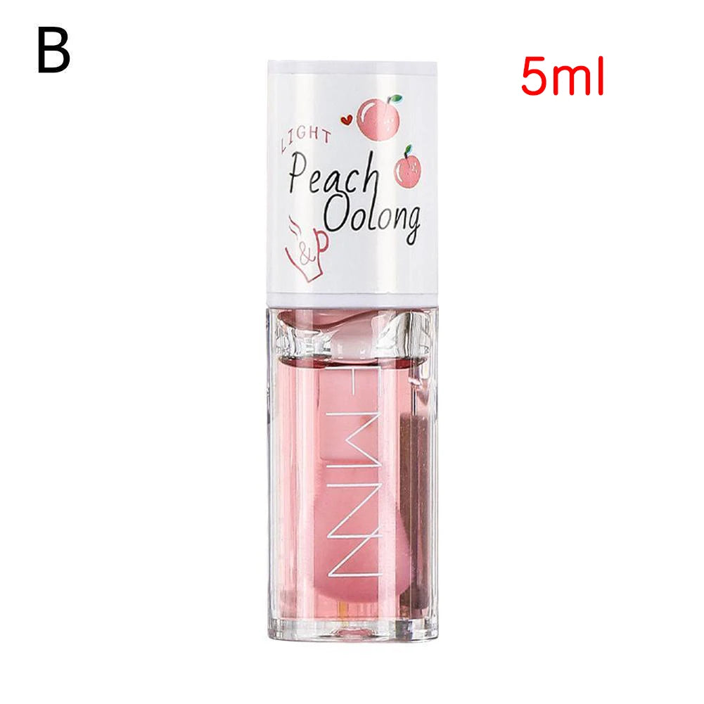 Kawaii Honey Peach Lip Oil  Long Lasting Non-sticky Moisturizing Lip Tint with Lip Plumper Hydrating Lip Care Serum 5ml Make Up