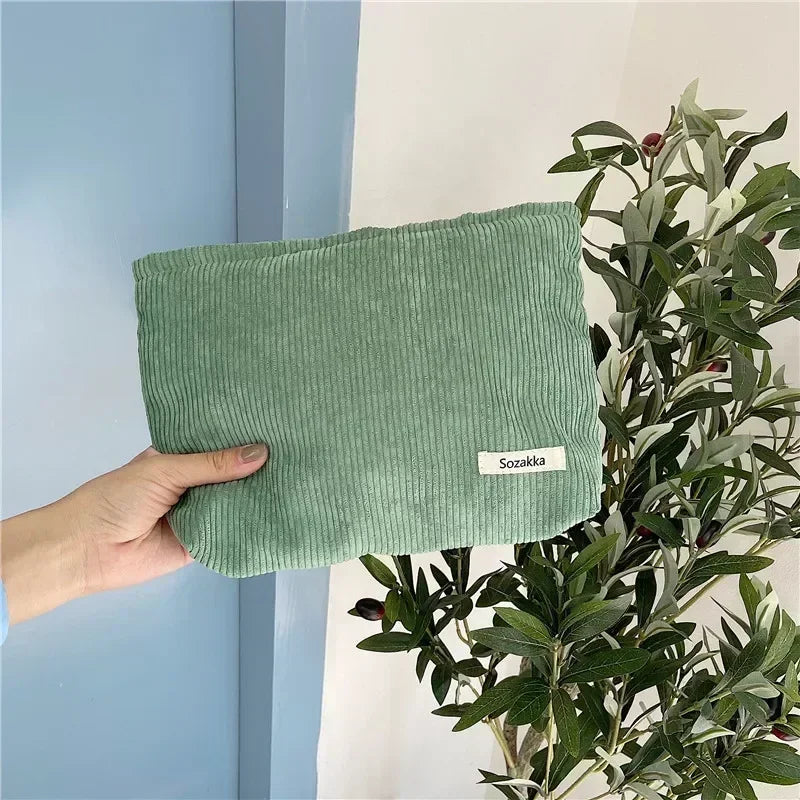 Soft Large Cosmetic Bags Women Neceser Makeup Toiletry Bag Fashion Travel Make Up Bag Corduroy Brush Pencil Organizer Case