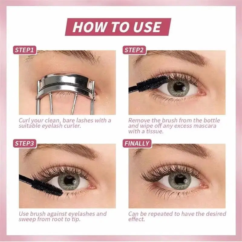 5D Waterproof Mascara Lengthening Eyelashes Women's Make-up Waterproof Mascara Black Silk Fibre Mascara Korean Cosmetics New