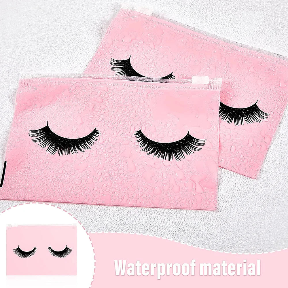 20Pcs Eyelash Aftercare Bags Reusable EVA Plastic Makeup Bags Toiletry Travel Storage Make Up Pouch Cosmetic Eyelashes Supplies