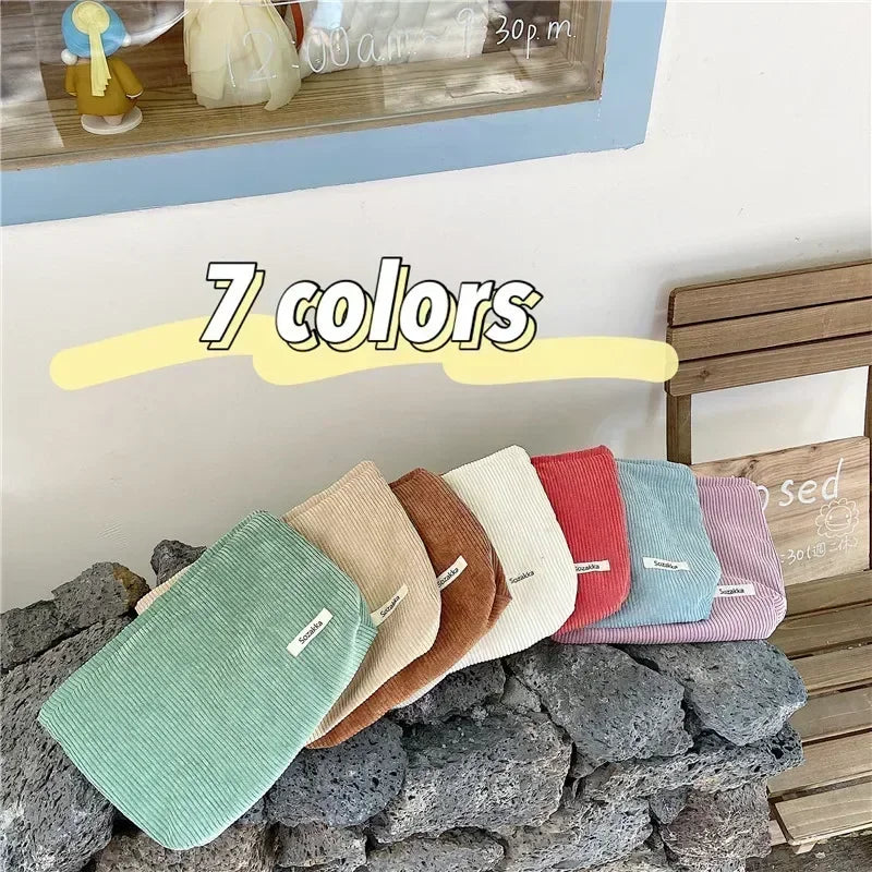 Soft Large Cosmetic Bags Women Neceser Makeup Toiletry Bag Fashion Travel Make Up Bag Corduroy Brush Pencil Organizer Case