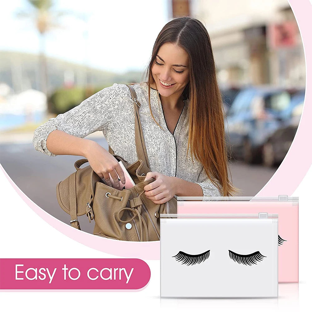 20Pcs Eyelash Aftercare Bags Reusable EVA Plastic Makeup Bags Toiletry Travel Storage Make Up Pouch Cosmetic Eyelashes Supplies