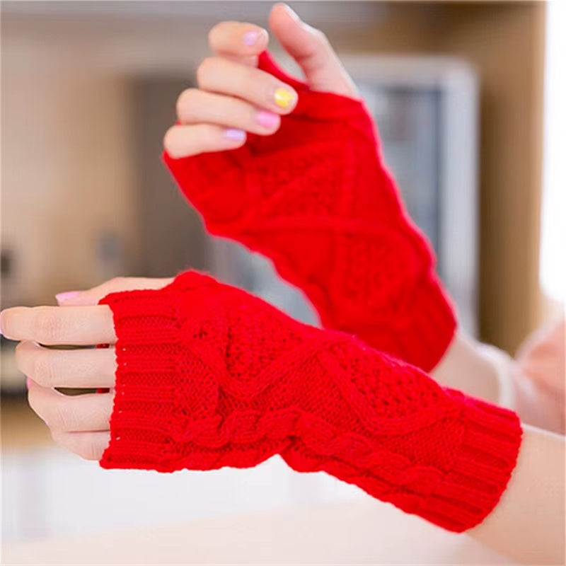 Winter Autumn Wrist Arm Hand Arm Warmers Knitted Sleeve Warm Fingerless Mitten Gloves