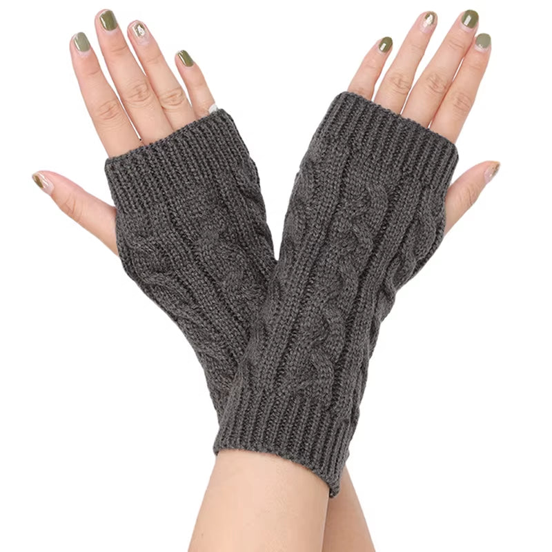 Winter Autumn Wrist Arm Hand Arm Warmers Knitted Sleeve Warm Fingerless Mitten Gloves