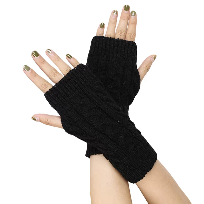 Winter Autumn Wrist Arm Hand Arm Warmers Knitted Sleeve Warm Fingerless Mitten Gloves