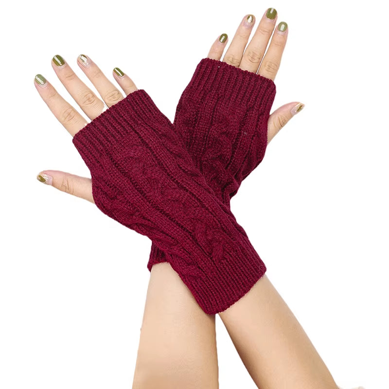 Winter Autumn Wrist Arm Hand Arm Warmers Knitted Sleeve Warm Fingerless Mitten Gloves