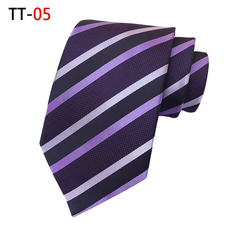 New 8Cm Striped Dark Tie Business Casual Silk Luxury Mens Neck Ties Wedding Party Neck Tie Formal Dress Neck Tie